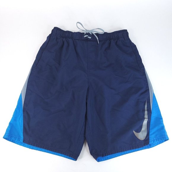 Nike Other - Nike Board Shorts Men Medium Swim Trunks Blue Gray Navy Geometric Swoosh Pocket